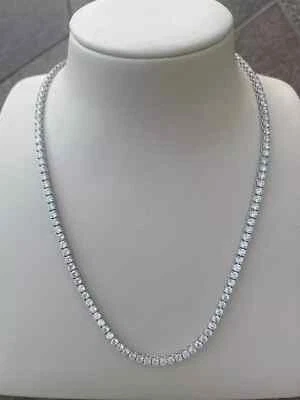 15.30 Ct 14K White Gold Lab Grown Eternity Diamond Tennis Necklace, 17” NEW! - Image 1 of 4