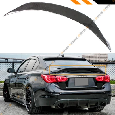 FOR 2014-2024 INFINITI Q50 HIGHKICK CARBON FIBER DUCKBILL TRUNK LID SPOILER WING - Image 1 of 4