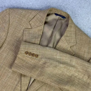 Brooks Brothers Madison 1818 Sport Coat Sz 39R Tan Herringbone Silk Linen Blend - Picture 1 of 14