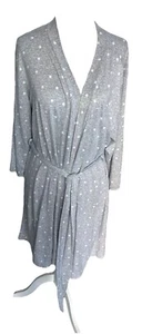 Laura Ashley kurzer Morgenmantel grau mit weißen Tupfen 3/4 Ärmel Gürtel Large - Bild 1 von 6