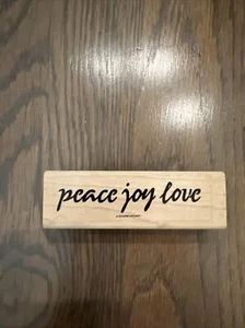 PEACE JOY LOVE Wood/Rubber Stamp bold script sentiment words - Picture 1 of 2