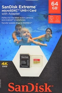 SanDisk Extreme 64GB microSDXC UHS-I Card with Adapter - Picture 1 of 2