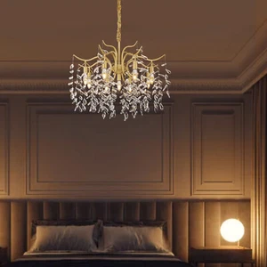 Lámpara de techo de cristal dorado de 8 brazos lámpara colgante lámpara de techo araña DHL - Imagen 1 de 14