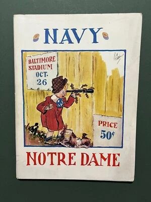 1935 Notre Dame v Navy football program/WAYNE MILLNER/JOE KUHARICH/E.LAYDEN-NRMT - Image 1 of 4