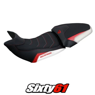 Capa de Assento Ducati Multistrada 1200 1260 Tappezzeria 2015-2020 Conforto Branco Vermelho - Imagem 1 de 4