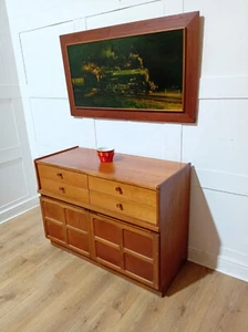 RETRO NATHAN DOUBLE SIDEBOARD VINTAGE COCKTAIL CABINET MID CENTURY TV STAND BAR - Picture 1 of 10