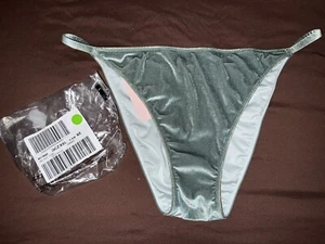 Victoria Secret Seafoam Green Velvet Bikini String Bottom Only XL - Picture 1 of 3