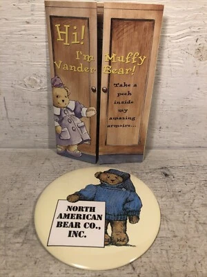 Nuevo prendedor/soporte y póster vintage de oso de peluche con botón trasero gigante Muffy Vanderbear Foto 1 de 4