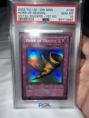 YuGiOh PSA 10 Gem Mint - Horn of Heaven MRD-130 1st Edition Ultra Rare - Image 1 of 2