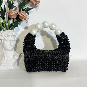 Women's Handmade Beaded Mini Knitted Girls' Outgoing Bag - Picture 1 of 8