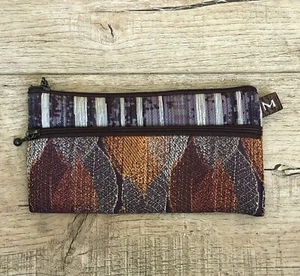 Maruca Handmade Double Zip Tapestry Fall Leaves Pouch Clutch Makeup Bag - NWOT - Picture 1 of 4