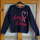 Next Size 10 Blue And Red Christmas Heart Bow Long Sleeve Knitted Jumper
