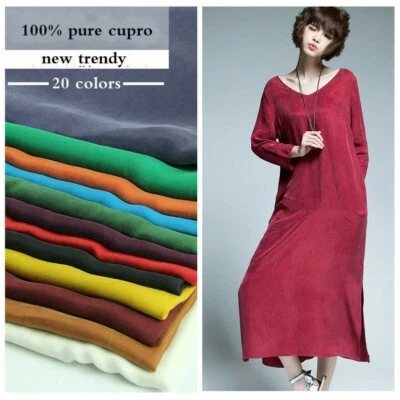 100% Cupro Silk Fabric Craft Materials Dress Cloth Many Colors 1.35 0.5m Silky - Image 1 of 4