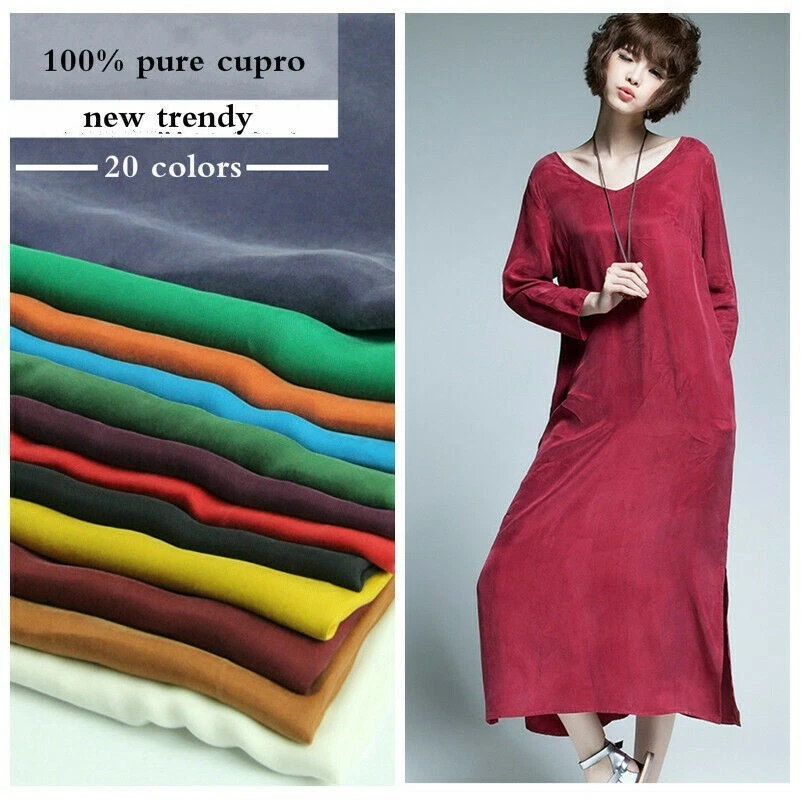100% Cupro Silk Fabric Craft Materials Dress Cloth Many Colors 1.35 0.5m Silky - Image 1 of 4