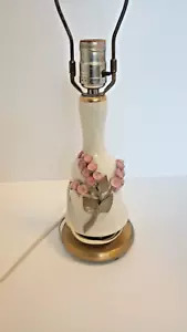 Vintage Tischlampe Porzellan/Keramik Art Deco Blumen - Bild 1 von 19