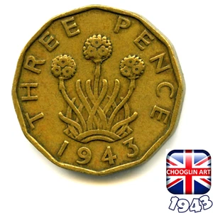 A BRITISH 1943 GEORGE VI THREEPENCE coin, 82 Years Old! - Picture 1 of 2