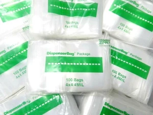 1000 Reloc ZIPPIT 4x4 Clear 4Mil Poly Bags 4" Square RECLOSABLE Top Seal Locking - Picture 1 of 5