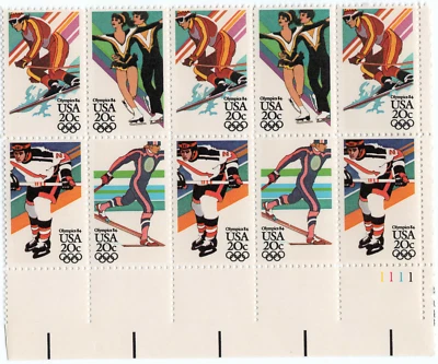 Scott #2070a (2067-2070) 1984 Winter Olympics Plate Block of 10 Stamps - MNH - Image 1 of 2