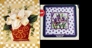 Set of 2 DMC Iris Polka Dot & Magnolia Needlepoint Canvas NEW - Picture 1 of 3