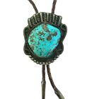 Navajo Sterling Silver Nevada Number Eight Turquoise Bolo Tie