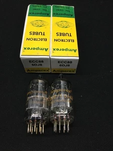 PAR DE TUBOS DE VACÍO AMPEREX 6DJ8 ECC88 UFO Getter HOLANDA PROBADO D.9219 - Imagen 1 de 2