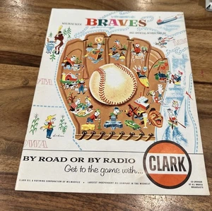 July, 1957 PROGRAM-Giants VS BRAVES- Hank Aaron Milwaukee Scorecard Program - Foto 1 di 5