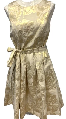 Tommy Hilfiger Metallic-Print Fit + Flare Dress Tan Gold Size 4 - Image 1 of 4