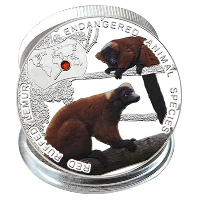 Zambia 2014 Red Ruffed Lemur Endangered Species Coin 1000 Kwacha Silvery Medal - Image 1 of 4