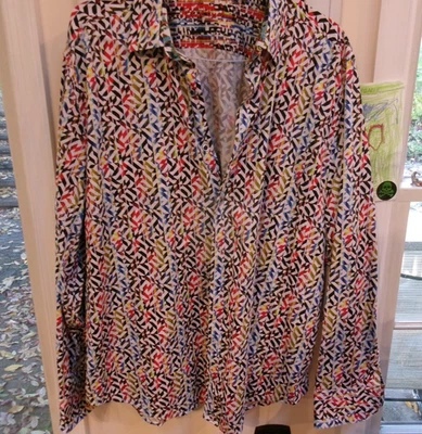 Robert Graham Designer Shirt 3XL Long Sleeved Button Down Geometric Print Color - Image 1 of 4