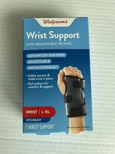 Walgreens~Wrist Support w/ Removable Splints~Adjustable Fits Right ~Size L-XL - Picture 1 of 6