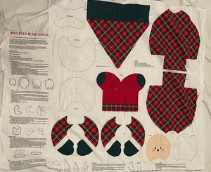 Cut & Sew Fabric Panel RolyPoly Plaid Santa Doll - Picture 1 of 6