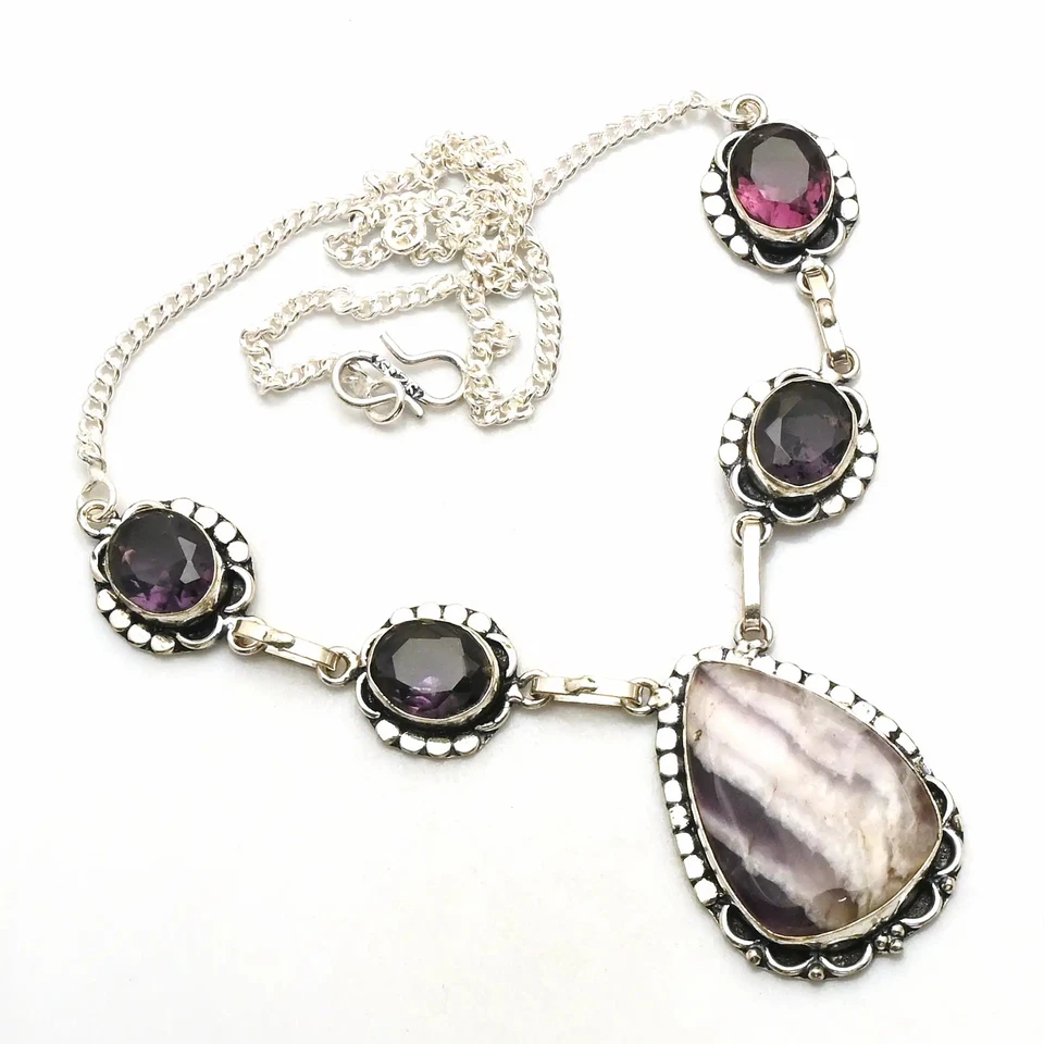 Amethyst Gemstone Ethnic Handmade Necklace Jewelry For Women 28 Gms AN 12019 - Image 1 of 1