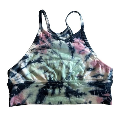 SO Sz XS Tie Dyed Sports Bra Wireless Pink Blue Workout Gym Sports Bra High Neck - Image 1 of 4