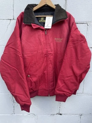 Vtg K-Products Gutwein Seeds Jacket Red Canvas Workwear USA Made Sz L NWT Talon - Image 1 of 4