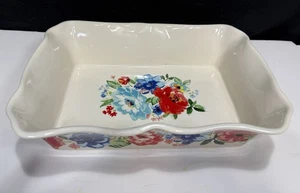 Mujer Pioneer ~ Ramo de Primavera ~ Plato para Hornear Rectangular de 12" x 8.5" ~ Gres - Imagen 1 de 4