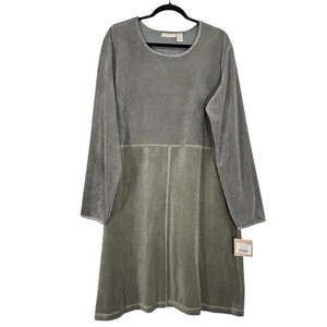 J Jill Velour Velvet Dress Womens XLT Tall Thyme Green Comfy Minimalist NWT - Picture 1 of 9