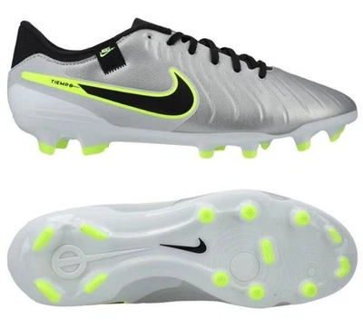 Nike Tiempo Legend 10 FG MG Soccer Cleats Shoes Silver DV4337-001 Mens Size 9 - Image 1 of 4