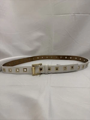 Michael Kors Women's Leather Belt White and Gold Size Medium M - Image 1 of 4