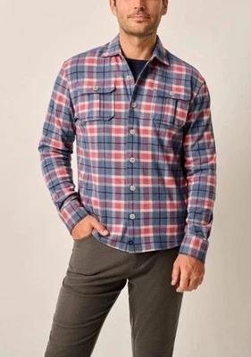 Johnnie-O Top Shelf Kaden Stretch Knit Flannel Lodge Shirt Laguna Blue XXL NWT - Image 1 of 4