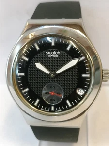 SWATCH SUB-SECOND QUARTZ BLACK DIAL AG-2005 SWISS MEN'S WORKING CONDITION - Picture 1 of 19