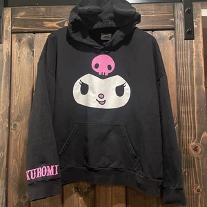Hot Topic Sanrio Kuromi 3D Ears Pullover Hoodie in Black Pink White Womens XL - Picture 1 of 10
