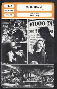 M. (1932) PHOTO FRENCH MR. CINEMA MOVIE CARD Fritz Lang Peter Lorre Film