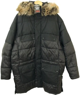 BARBOUR INTERNATIONAL CONTRAST REDFORD MENS LARGE BLACK PARKA COAT - Image 1 of 4