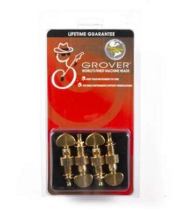 Grover Geared Banjo Pegs, Set of 4 Gold, Metal buttons 119G - Picture 1 of 2