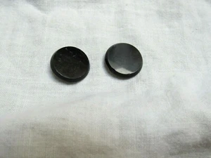 "Par antiguo de botones de vidrio negro para el torso redondo plano brillante vástagos de metal 13/16" - Imagen 1 de 7