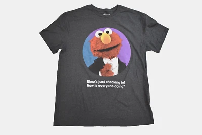 Sesame Street Elmo para hombre ¡Solo check in! ¿Cómo está todo el mundo? Camisa Nueva Grande Foto 1 de 4
