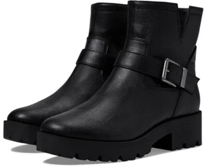 ZODIAC Leather Miller Black Boots Buckles Zip Biker Womens Size 6 M - Picture 1 of 9