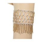 Women Gold Metal Chain Tassel Upper Arm Bracelet Elastic Wide Band Silver Bling