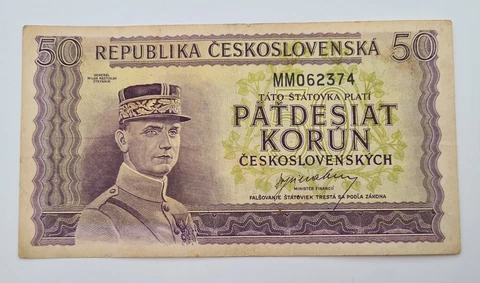 Czechoslovakia 50 Korun 1945  BANKNOTE Cover
