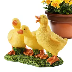Resin Duck Figurine Garden Decor Duck Figures Little Yellow Ducks Desk Ornament - Picture 1 of 12